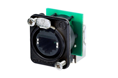 Neutrik Ethercon chasisdeel haaks zwart